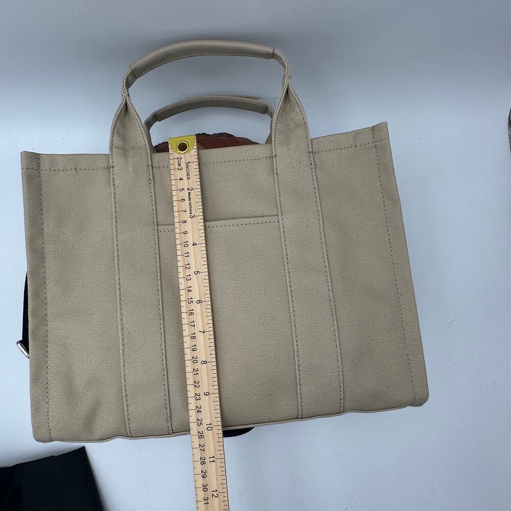 NEW Quince Organic Canvas Tote Sand Beige Zipper Crossbody Purse Work Travel - Picture 9 of 14